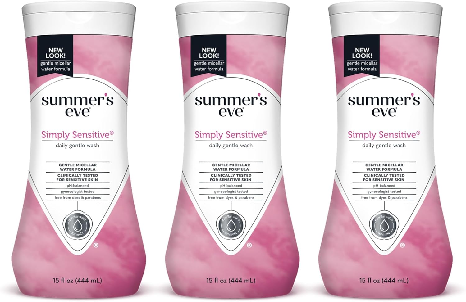 Summer's Eve Simply Sensitive Daily Gentle All Over Feminine Body Wash, Removes Odor, Feminine Wash pH Balanced, 15 fl oz, 3 Pack-0