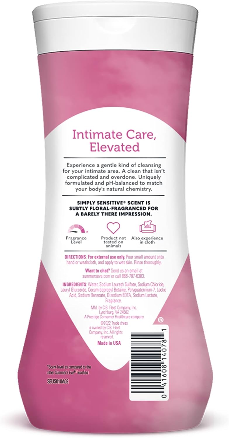 Summer's Eve Simply Sensitive Daily Gentle All Over Feminine Body Wash, Removes Odor, Feminine Wash pH Balanced, 15 fl oz, 3 Pack-1