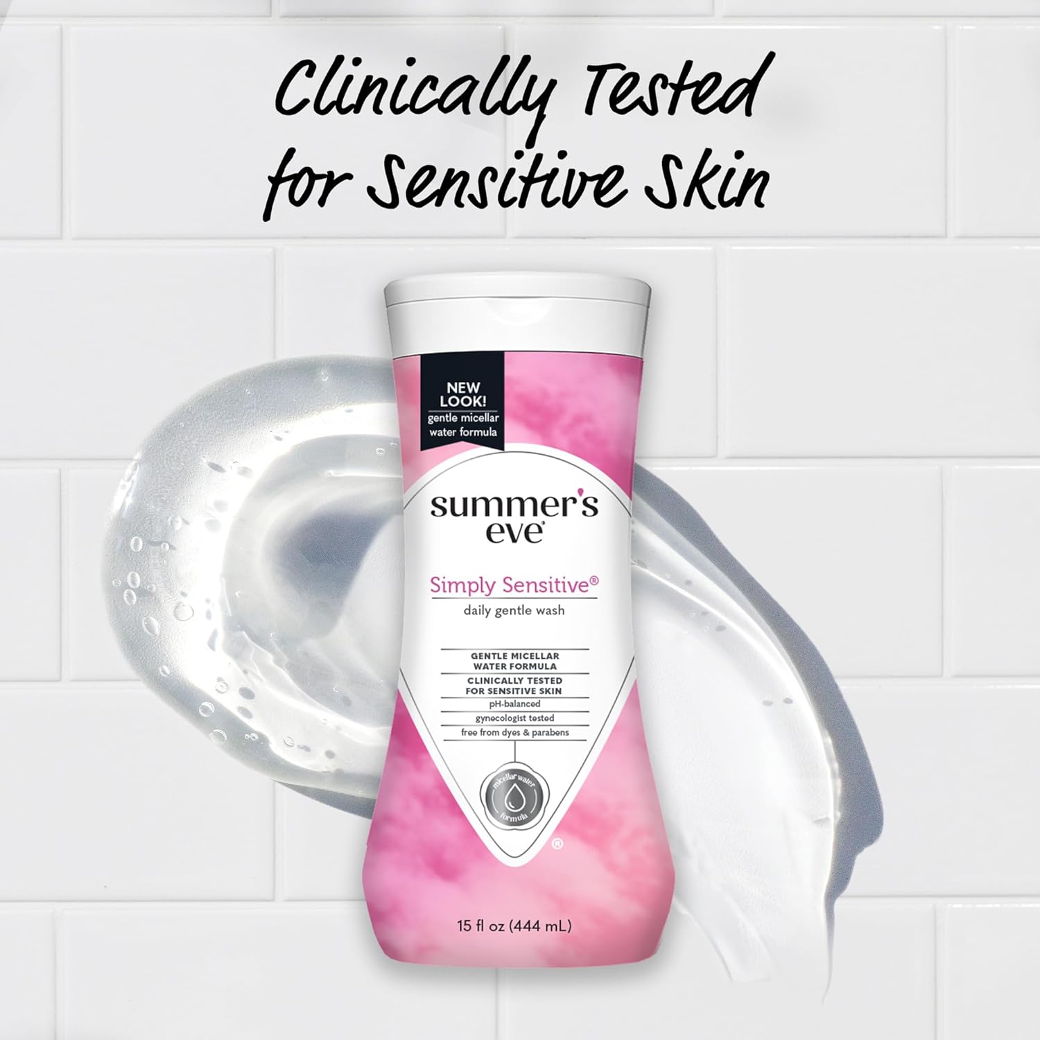 Summer's Eve Simply Sensitive Daily Gentle All Over Feminine Body Wash, Removes Odor, Feminine Wash pH Balanced, 15 fl oz, 3 Pack-4