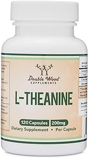 L-Theanine Supplement 200mg, 120 Capsules (Soy Free, Gluten Free, Non-GMO, Third Party Tested) Synergy with Magnesium L-Threonate and Apigenin by Double Wood