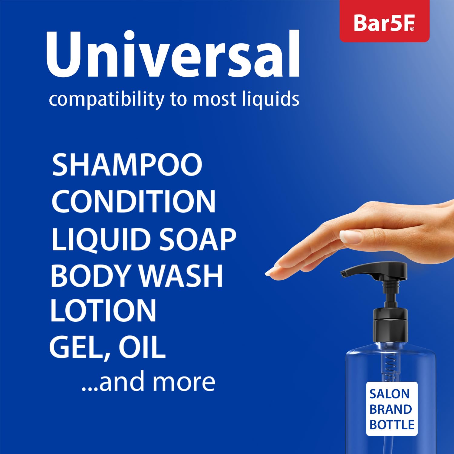 Bar5F Universal Pumps for Shampoo Conditioner Lotion Body Wash, Fits 1" Inch Bottle Necks, 1 Liter 33.8-Ounce Bottles, Black and White 2-Pack-4