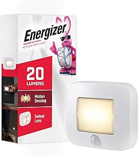 Energizer Motion-Activated LED Path Light, Wireless, 20 Lumens, Battery Powered, White, Ideal for Hallway, Entryway, Stairs, Pathway, Night Light, 38183