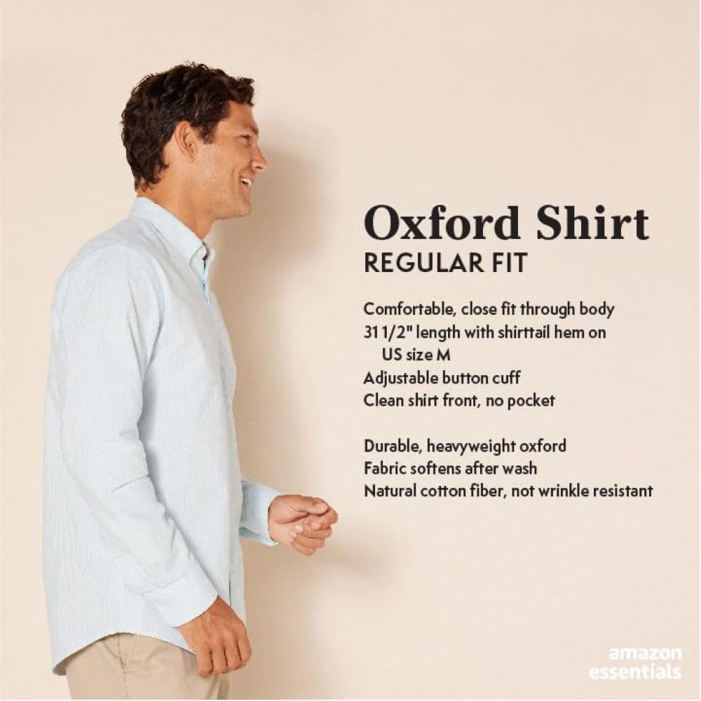 Amazon Essentials Men's Regular-Fit Long Sleeve Oxford Shirt-1