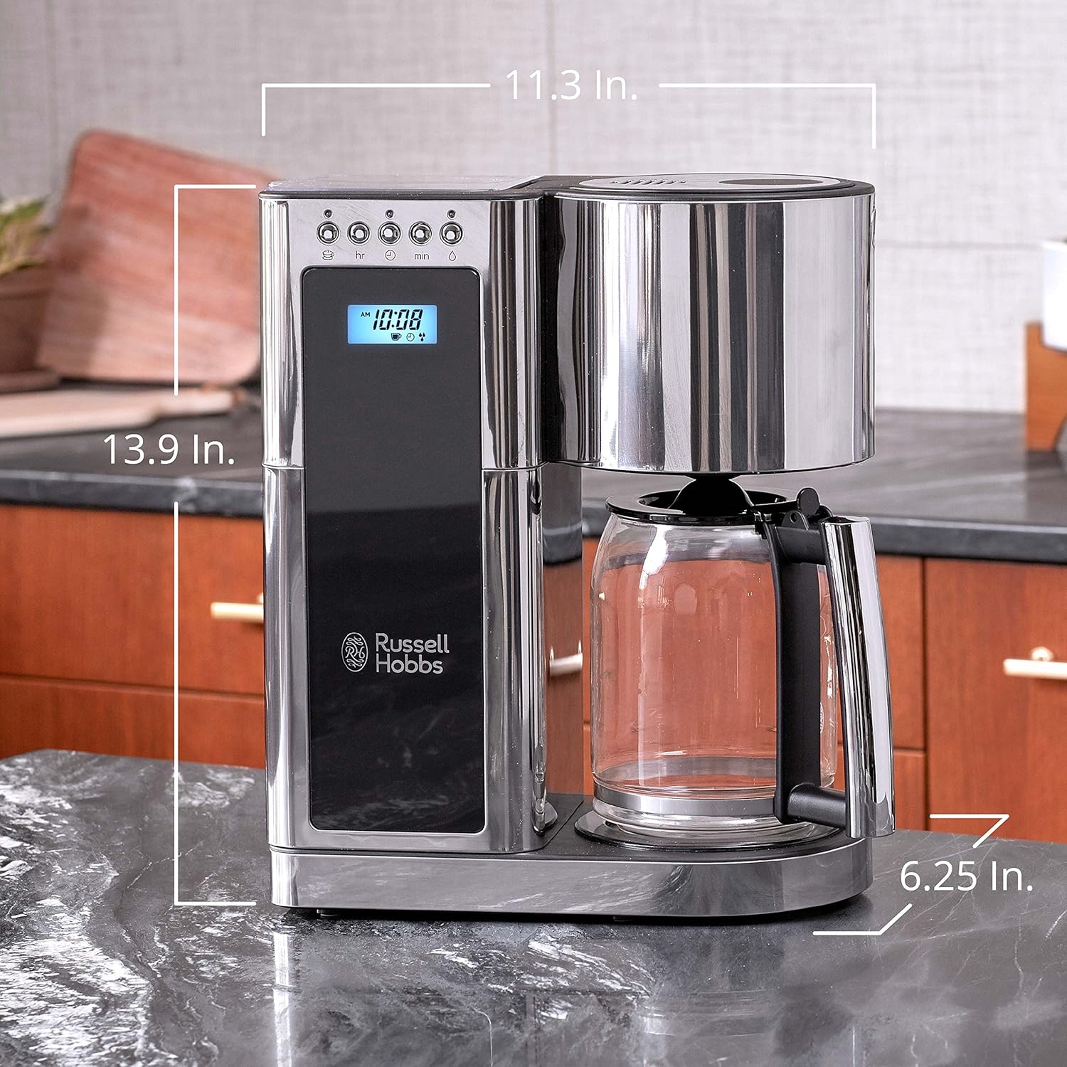 Russell Hobbs Glass Series 8-Cup Coffeemaker, Black & Stainless Steel, CM8100BKR-6