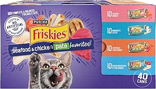 Purina Friskies Wet Cat Food Pate Variety Pack Seafood and Chicken Pate Favorites - (Pack of 40) 5.5 oz. Cans