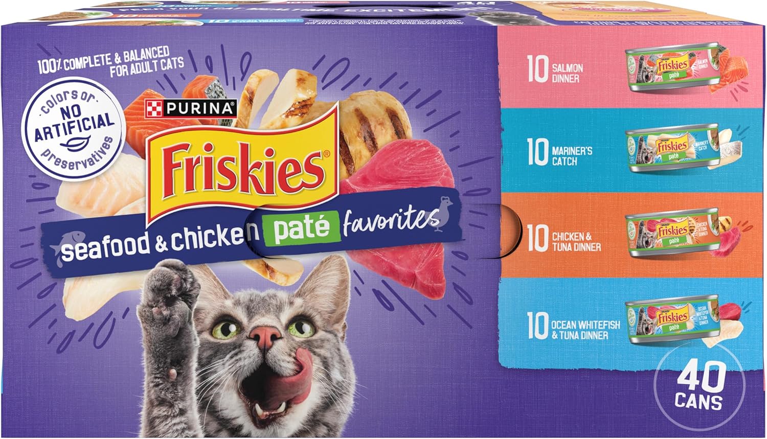 Purina Friskies Wet Cat Food Pate Variety Pack Seafood and Chicken Pate Favorites - (Pack of 40) 5.5 oz. Cans-0