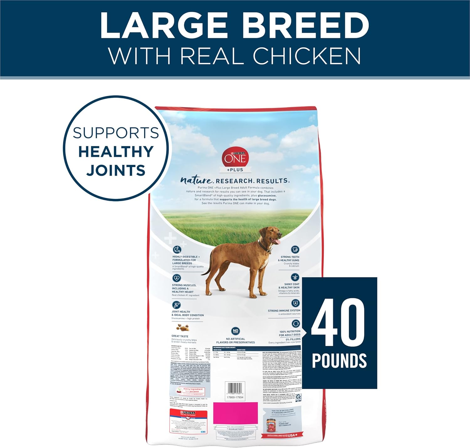 Purina ONE Plus Large Breed Adult Dog Food Dry Formula - 40 lb. Bag-5