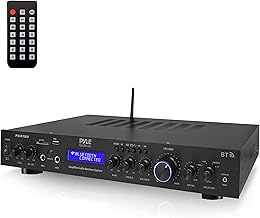 Pyle 5 Channel Rack Mount Bluetooth Receiver, Home Theater Amp, Speaker Amplifier, Bluetooth Wireless Streaming, MP3/USB/SD/AUX/FM Radio, 200 Watt, with Digital ID3 LCD Display - PDA7BU, Black