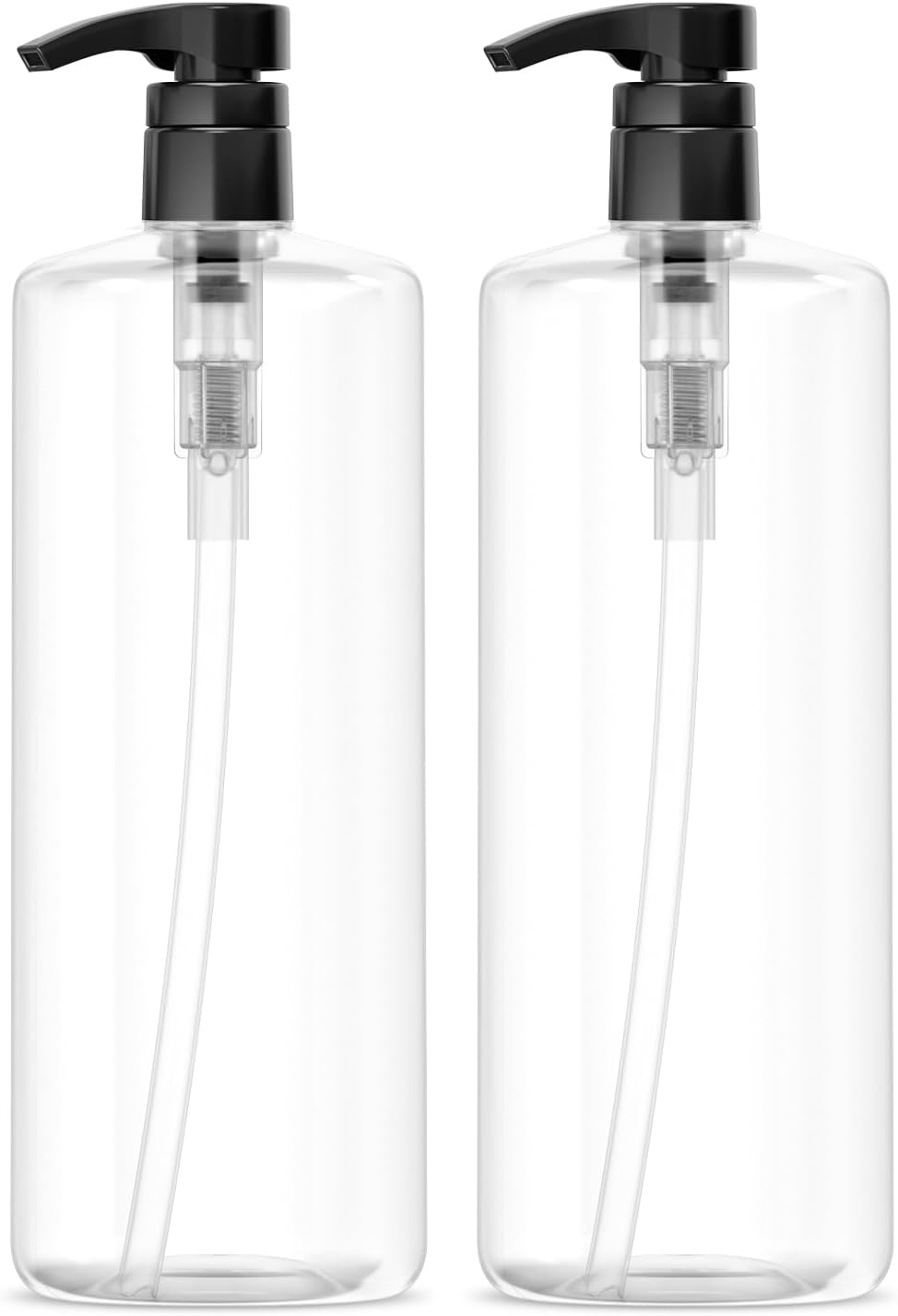 Bar5F Empty Shampoo Bottles with Pumps (2-Pack 32oz/1Liter/Large) BPA-Free PETE1 Plastic Bottle Crystal-Clear-0