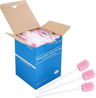 Disposable Oral Swabs, Sterile Dental Sponge Swabsticks Unflavored for Mouth & Gum Cleaning (250 Pack/box)