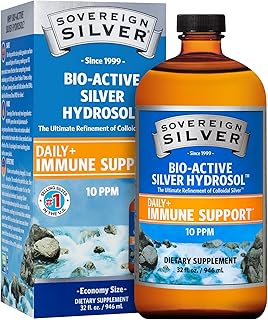 Sovereign Silver Bio-Active Silver Hydrosol for Immune Support - Colloidal Silver - 10 ppm, 32oz (946mL) - Family Size