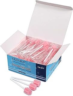 Disposable Oral Swabs, Sterile Dental Sponge Swabsticks Unflavored for Mouth & Gum Cleaning - Sponge and Paper rod.