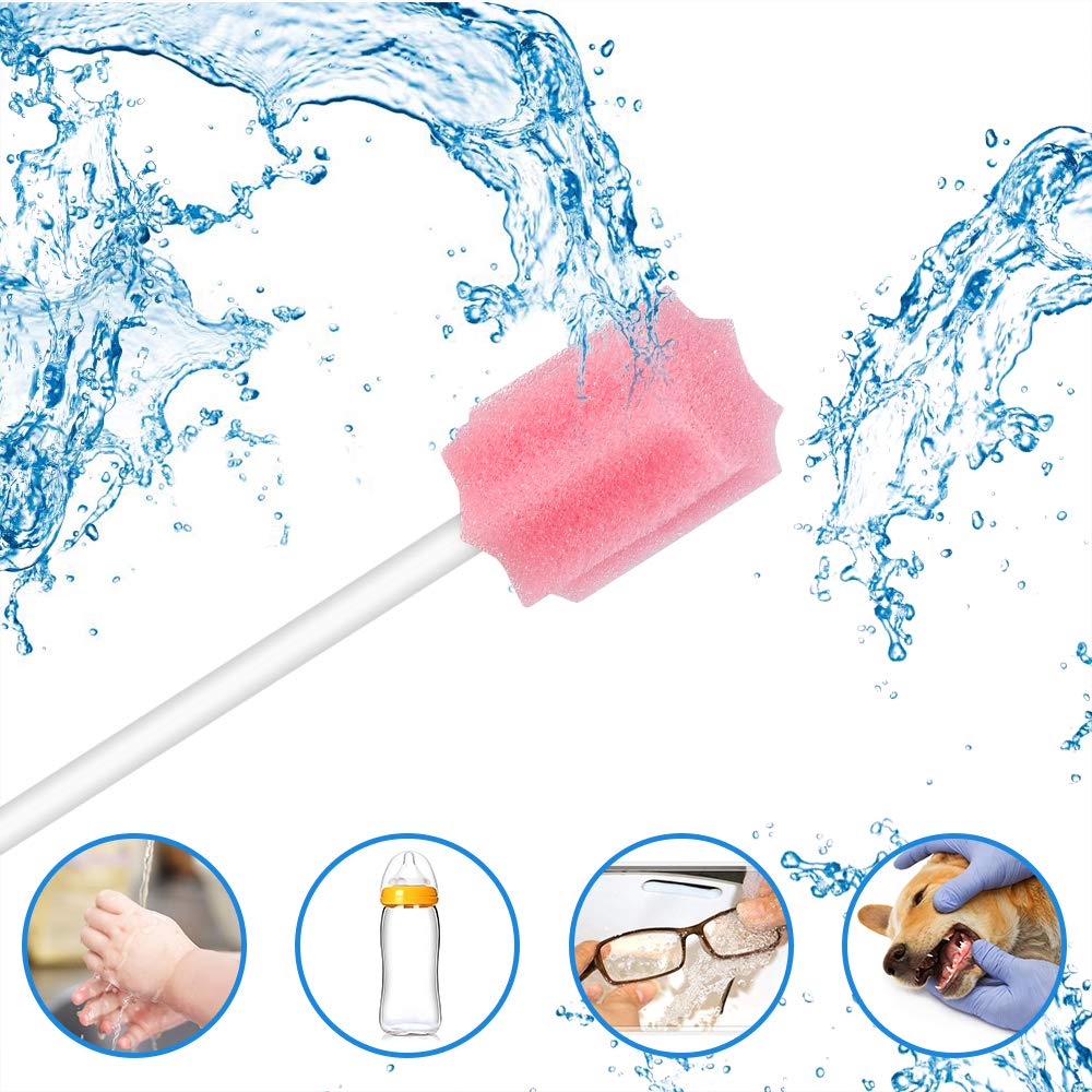 Disposable Oral Swabs, Sterile Dental Sponge Swabsticks Unflavored for Mouth & Gum Cleaning - Sponge and Paper rod.-3