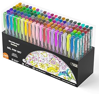 Shuttle Art 240 Pack Glitter Gel Pens, 120 Colors Glitter Gel Pen Set with 120 Refills for Adult Coloring Books Craft Doodling