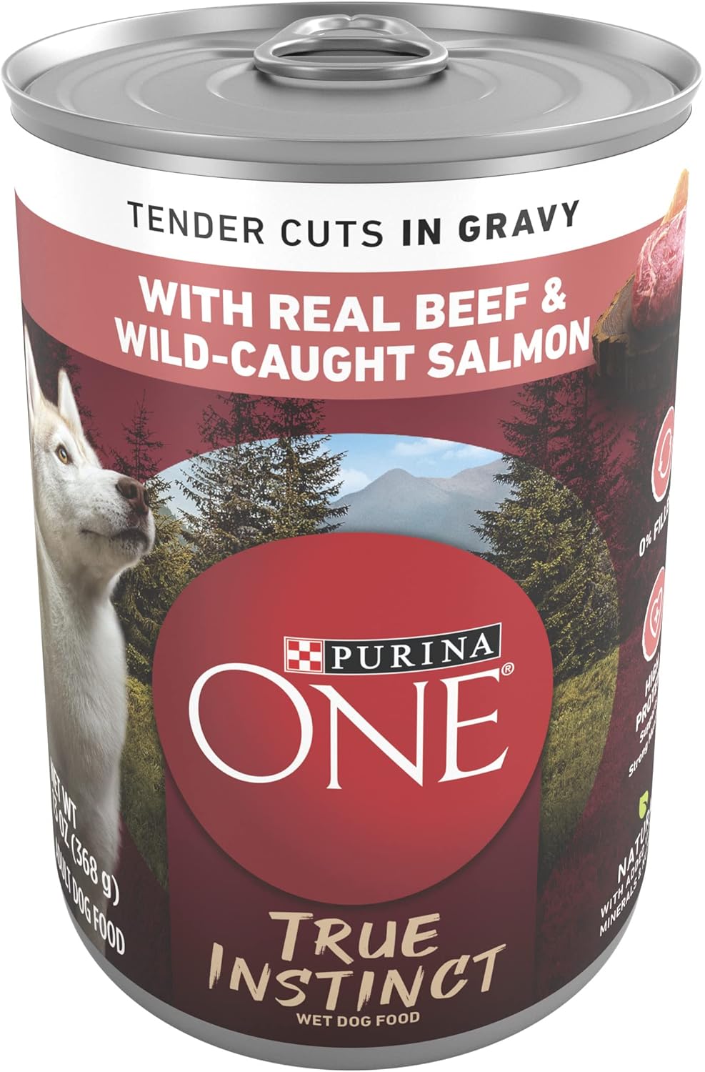 Purina ONE High Protein Wet Dog Food True Instinct Tender Cuts in Dog Food Gravy With Real Beef and Wild-Caught Salmon - (Pack of 12) 13 oz. Cans-0