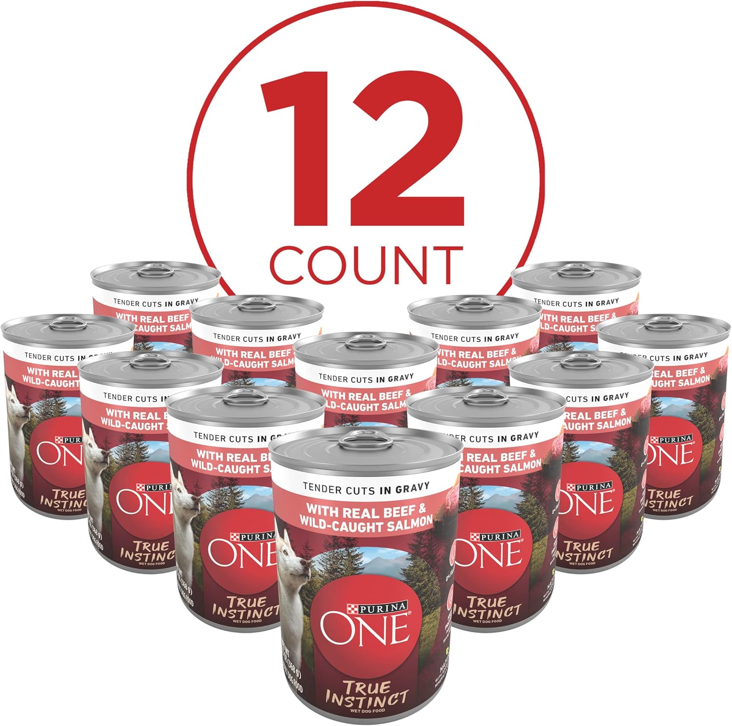 Purina ONE High Protein Wet Dog Food True Instinct Tender Cuts in Dog Food Gravy With Real Beef and Wild-Caught Salmon - (Pack of 12) 13 oz. Cans-1