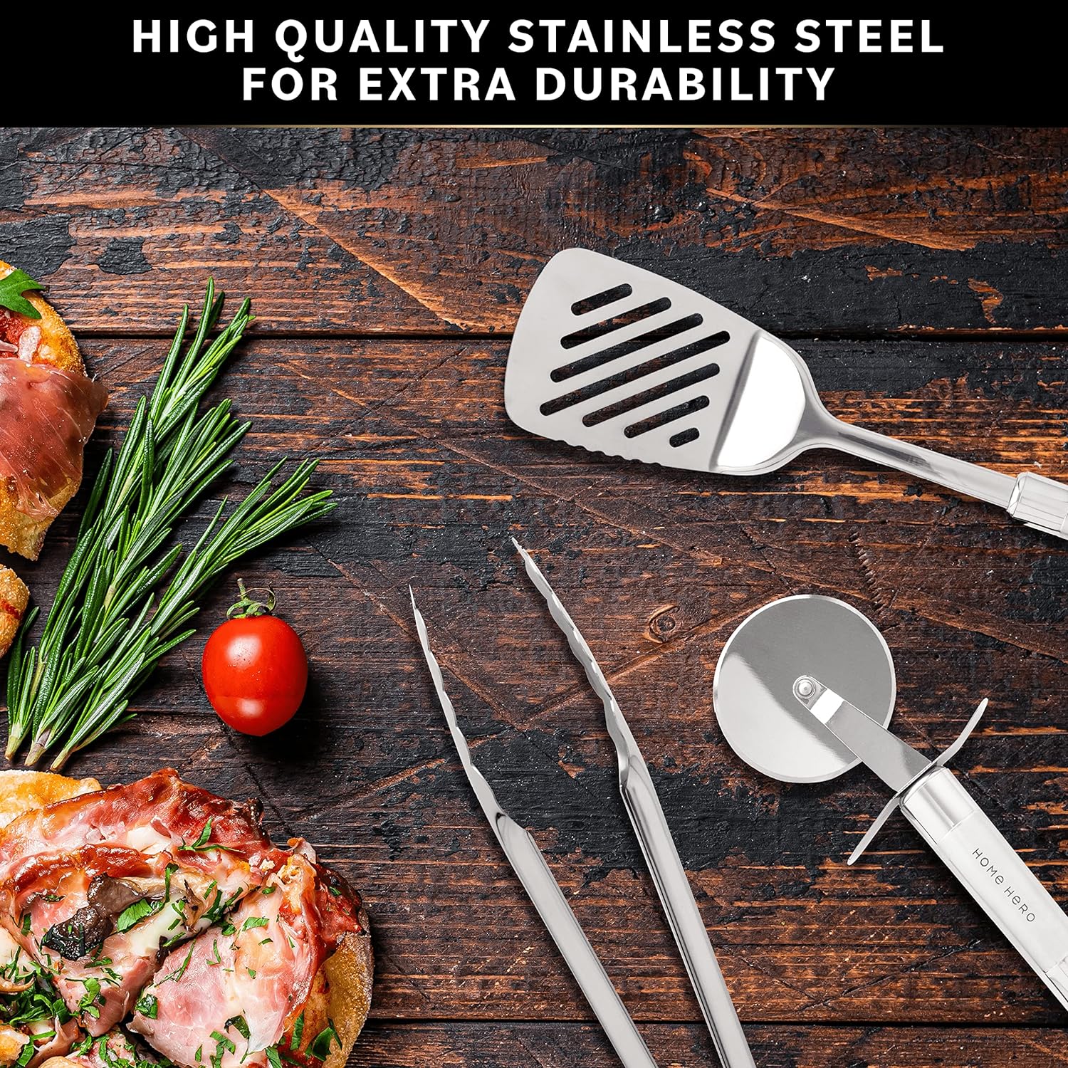 Home Hero 54 Pcs Stainless Steel Kitchen Utensils Set - Nonstick Stainless Steel Cooking Utensils Set - Heat Resistant Kitchen Essentials & Metal Kitchen Gadgets (54 Pcs)-5