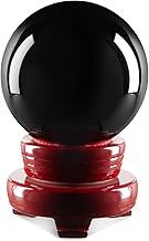 Juvale Small Black Obsidian Sphere, 80mm/3.1 Inch Decorative Crystal Ball with Stand for Gothic-Style Home Decor, Meditation, Feng Shui