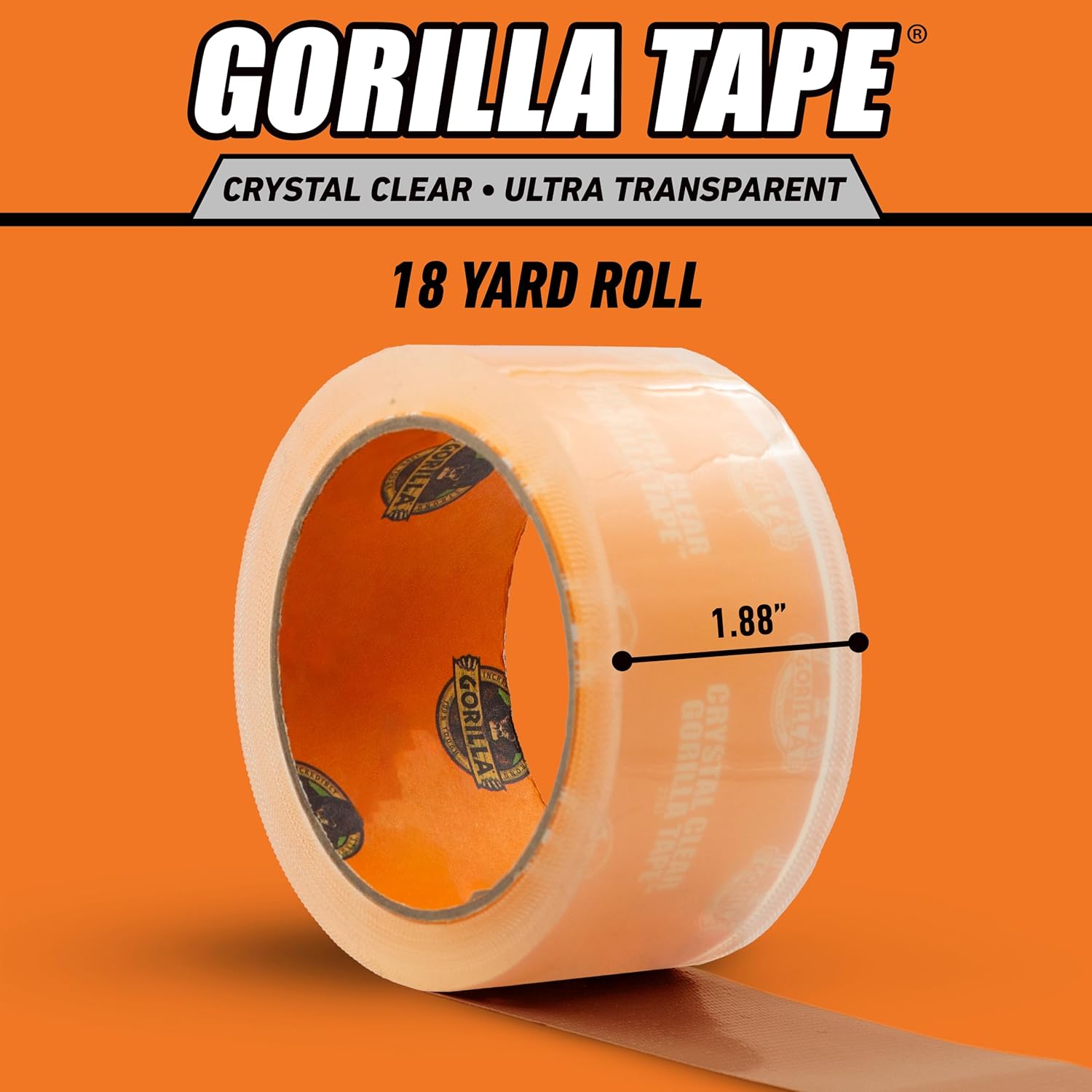 Gorilla Crystal Clear Repair Duct Tape, 1.88” x 18 yd, Clear, (Pack of 1)-5