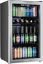 hOmeLabs Beverage Refrigerator and Cooler - 120 Can Mini Fridge with Glass Door for Soda Beer or Wine - Small Drink Dispenser Machine for Office or Bar with Adjustable Removable Shelves