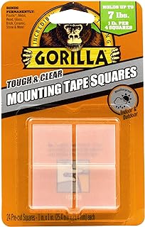 Gorilla Tough & Clear Double Sided Tape Squares; 24 1" Pre-Cut Mounting Squares; Clear; (Pack of 1)