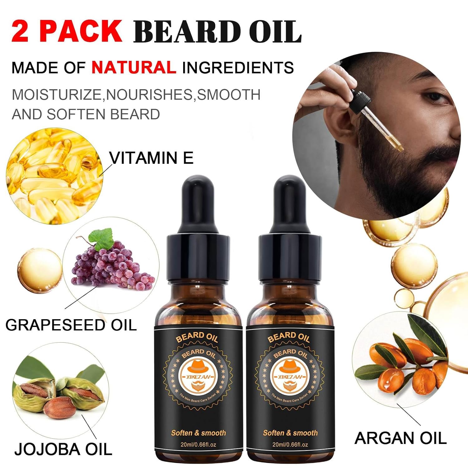 Upgraded Beard Grooming Kit w/Beard Conditioner,Beard Oil,Beard Balm,Beard Brush,Beard Wash,Beard Comb,Beard Scissor,Bag,E-Book,Beard Care Daddy Gifts for Men Him Dad Husband Boyfriend-4