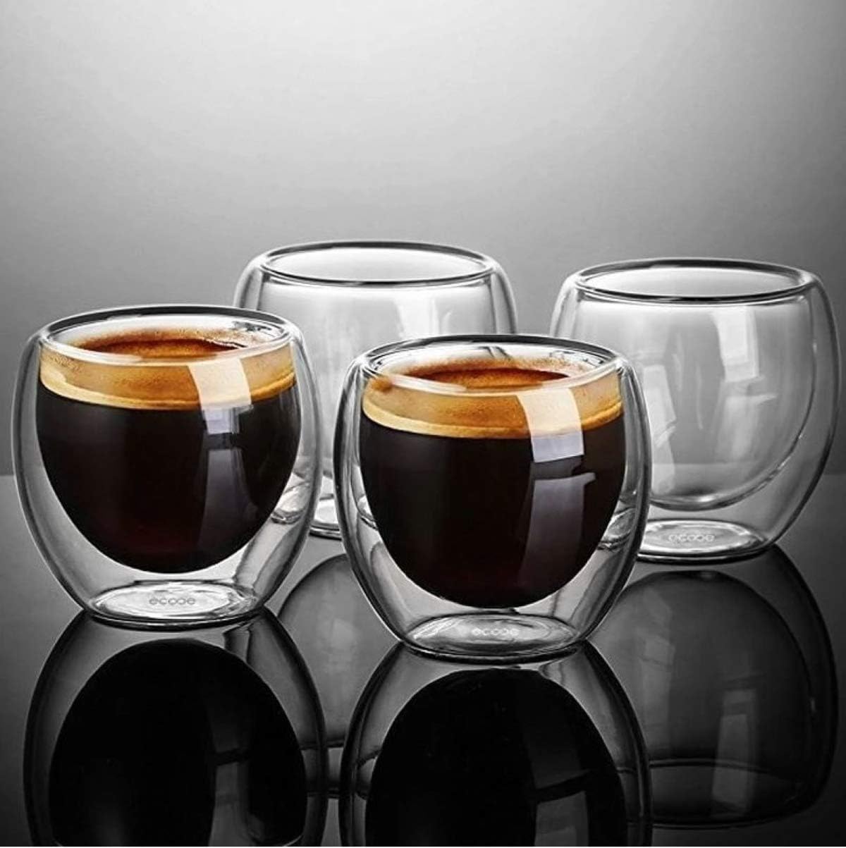 Gmark Espresso Cups Shot Glass 2.7- Ounce Coffee Set of 4 - Lightweight Double Wall Thermo Insulated GM2028-3