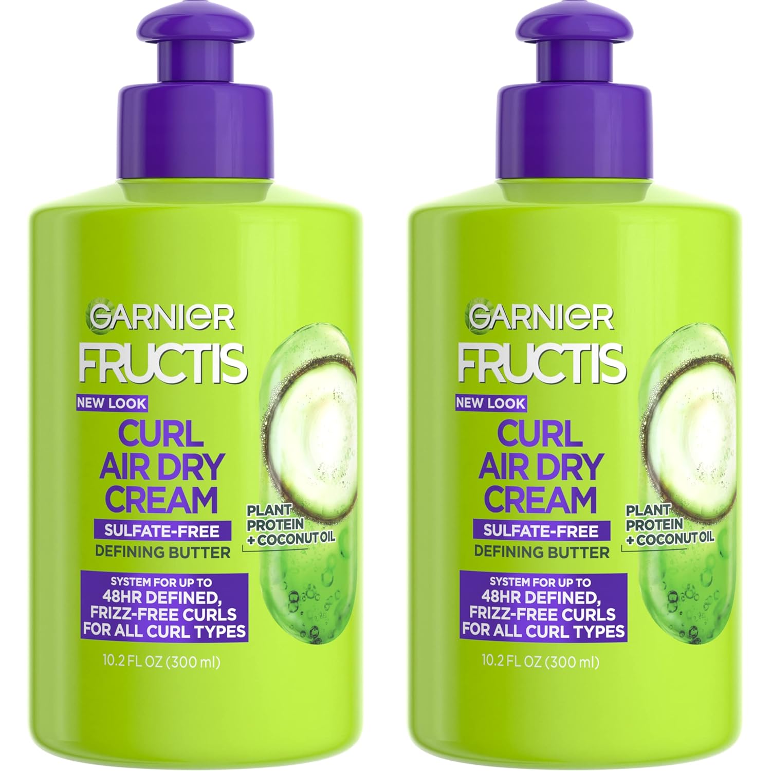 Garnier Fructis Curl Nourish Air Dry Cream, Sulfate Free Defining Butter Leave-in Conditioner, 10.2 Fl Oz, 2 Count (Packaging May Vary)-0