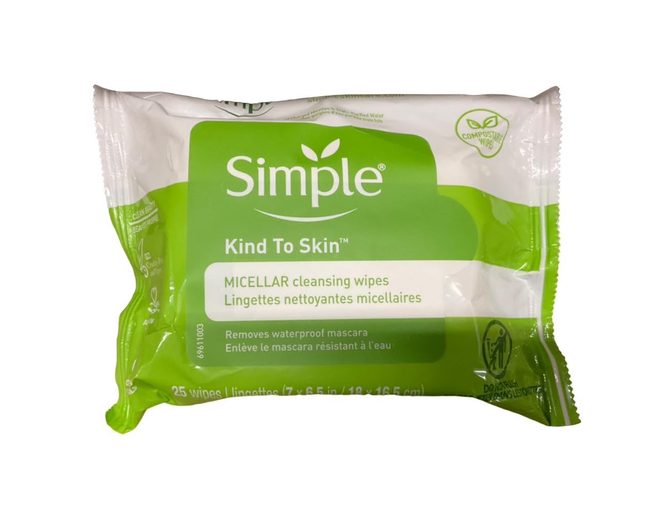 Simple Kind to Skin Cleansing Wipes Micellar 4 Count Gentle and Effective Makeup Remover Free From Color and Dye, Artificial Perfume and Harsh Chemicals 25 Wipes-0