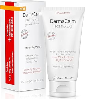 Clinically Tested DermaCalm SOS Therapy - Eczema Psoriasis Dermatitis Prone, Dry Skin - Urea 8%, Probiotics w/Best Natural Ingredients - Itchy, Severely Dry, Scaly Skin. Adults & Kids, Eczema Cream