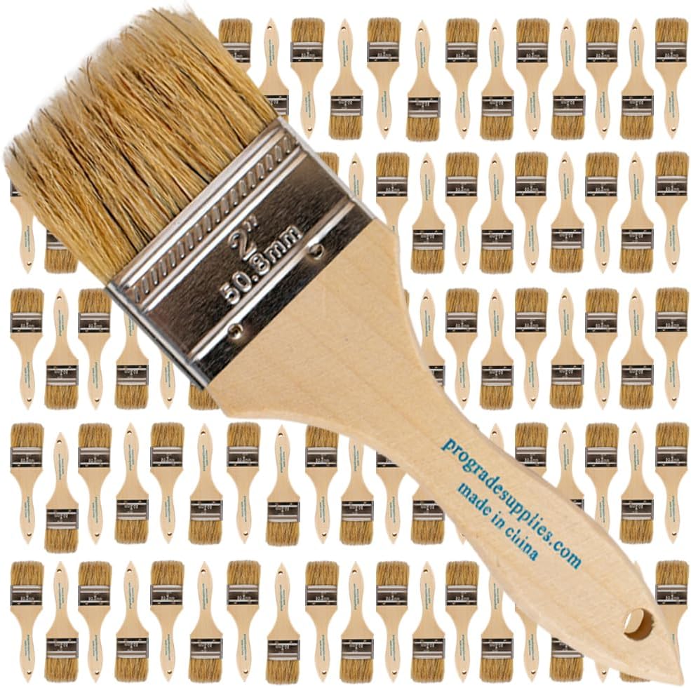 Pro Grade - Chip Paint Brushes - 96 Ea 2 Inch Chip Brush for Paints, Stains, Varnishes, Glues, & Gesso-0