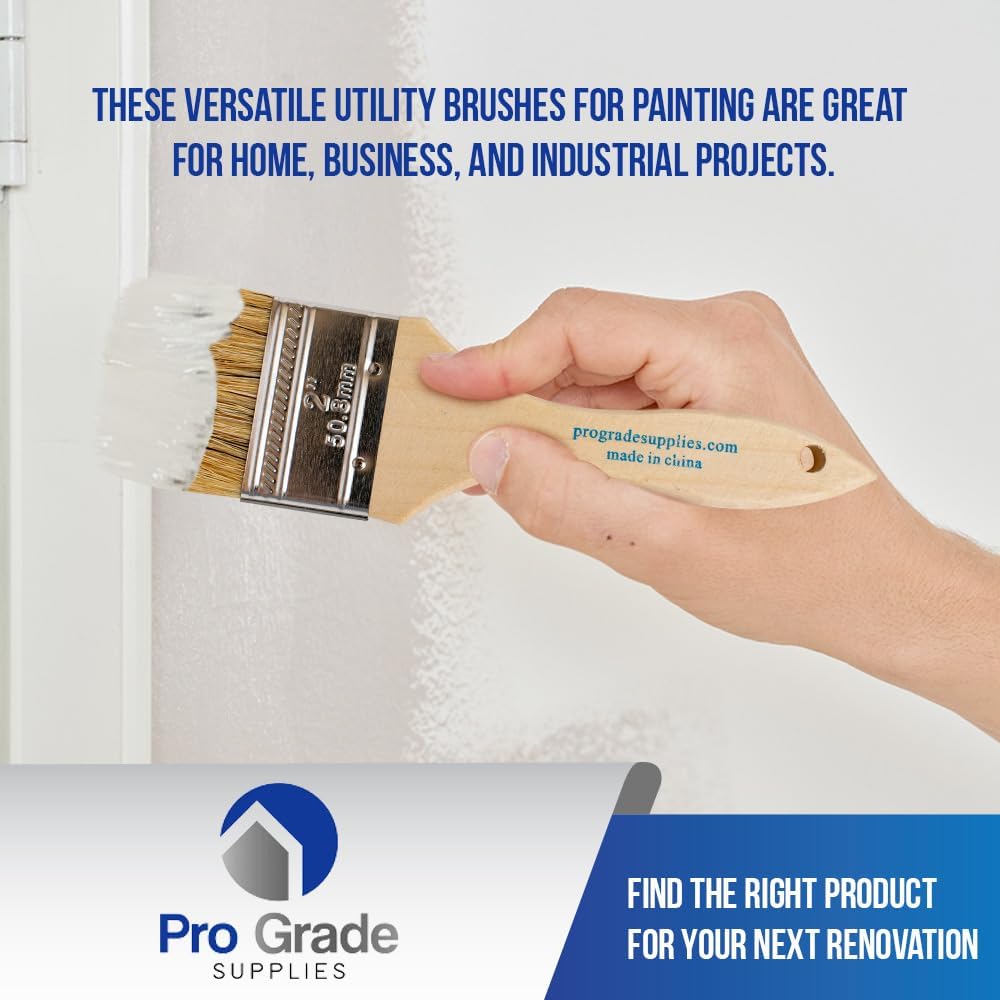 Pro Grade - Chip Paint Brushes - 96 Ea 2 Inch Chip Brush for Paints, Stains, Varnishes, Glues, & Gesso-5