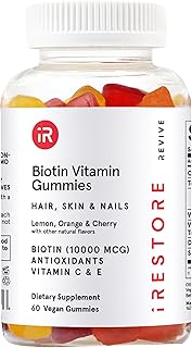 iRestore Hair Gummy Vitamins, Vegan Biotin Gummies for Hair Skin and Nails Gummies, Hair Gummies, Biotin Gummies for Hair Growth Biotin Vitamins Hair Vitamins Gummies for Women & Men, Biotin 10000mcg