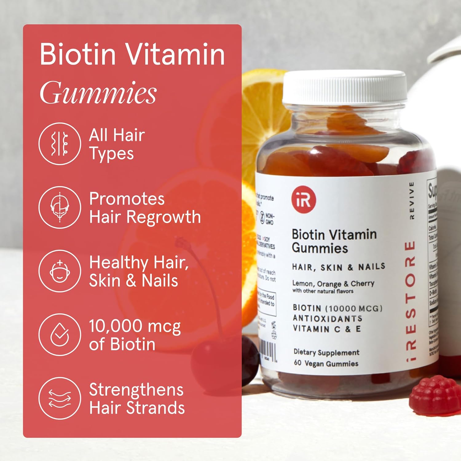 iRestore Hair Gummy Vitamins, Vegan Biotin Gummies for Hair Skin and Nails Gummies, Hair Gummies, Biotin Gummies for Hair Growth Biotin Vitamins Hair Vitamins Gummies for Women & Men, Biotin 10000mcg-7