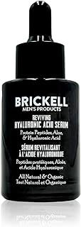 Brickell Men's Anti Aging Hyaluronic Acid Serum for Face, Day Face Serum for Men, Natural & Organic Facial Serum With Protein Peptides to Restore Collagen and Firmness, 1 Ounce, Unscented