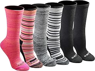 Dickies Women's Dri-tech Fashion Moisture Control Crew Socks, Available in S-XL (5, 6, 12 Pairs)