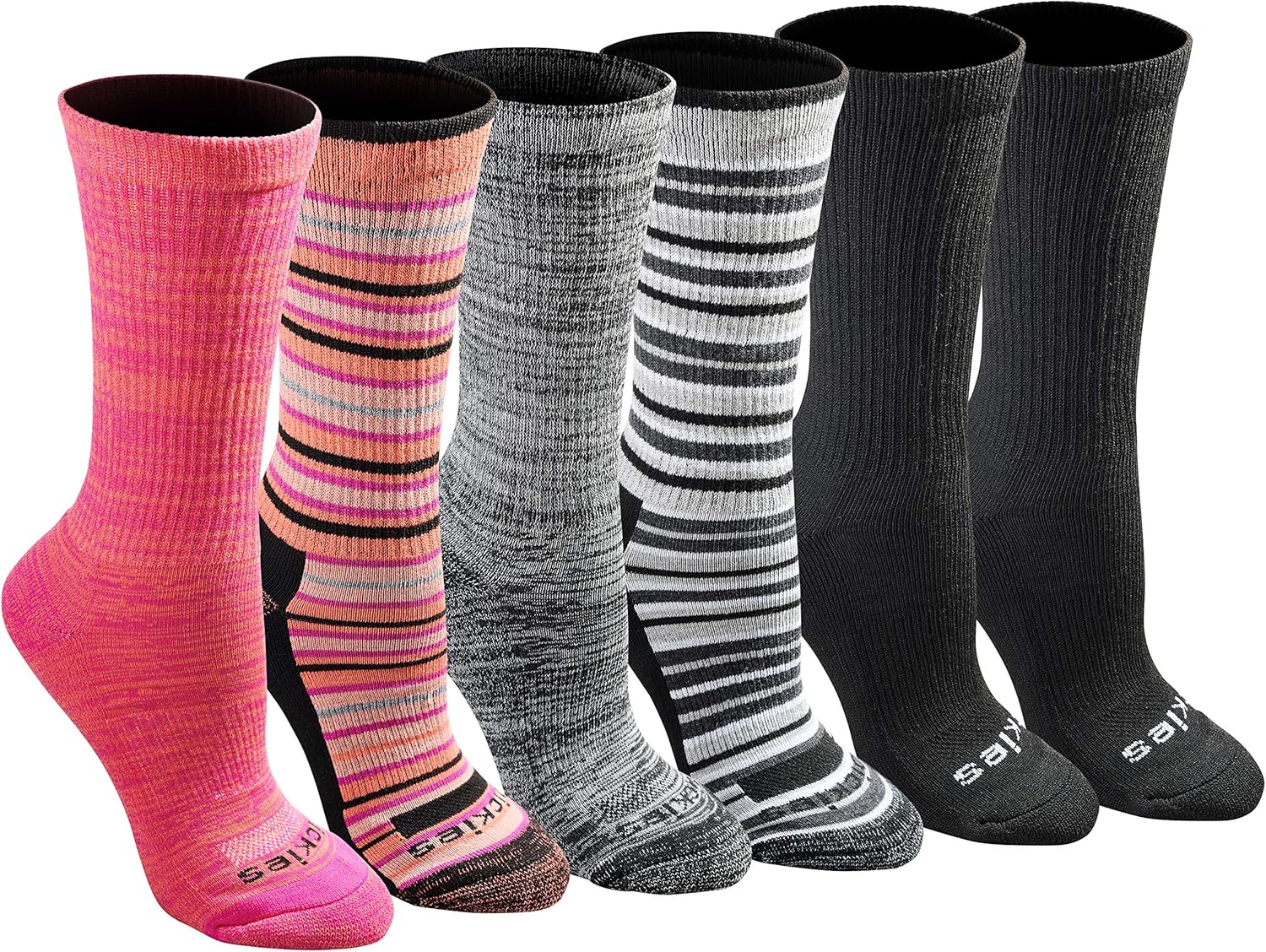 Dickies Women's Dri-tech Fashion Moisture Control Crew Socks, Available in S-XL (5, 6, 12 Pairs)-0