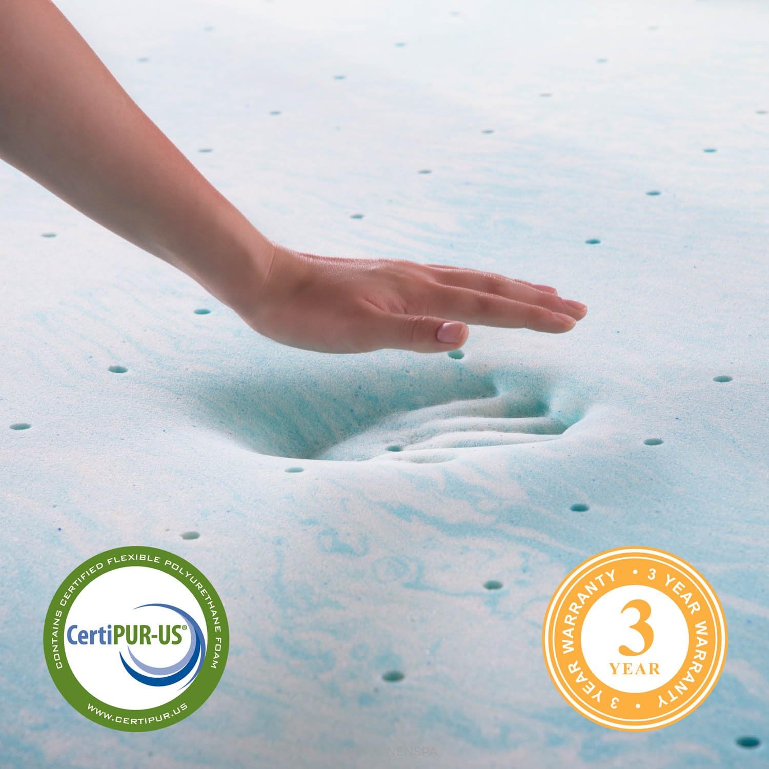 LINENSPA 2 Inch Gel Swirl Memory Foam Mattress Topper – Cooling Gel Infused – Pressure Relieving – CertiPUR Certified - Queen-6