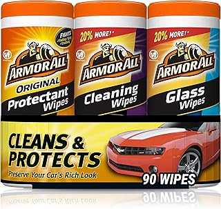 Armor All Protectant, Glass and Cleaning Wipes, Wipes for Car Interior and Car Exterior, 30 Count Each (Pack of 3)