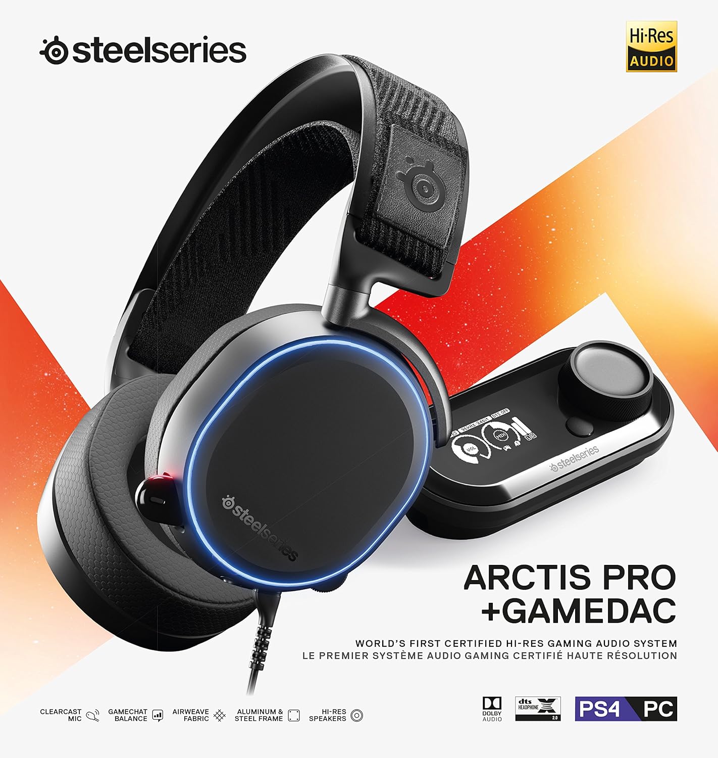 SteelSeries Arctis Pro + GameDAC Wired Gaming Headset - Certified Hi-Res Audio - Dedicated DAC and Amp - for PS5/PS4 and PC - Black-9