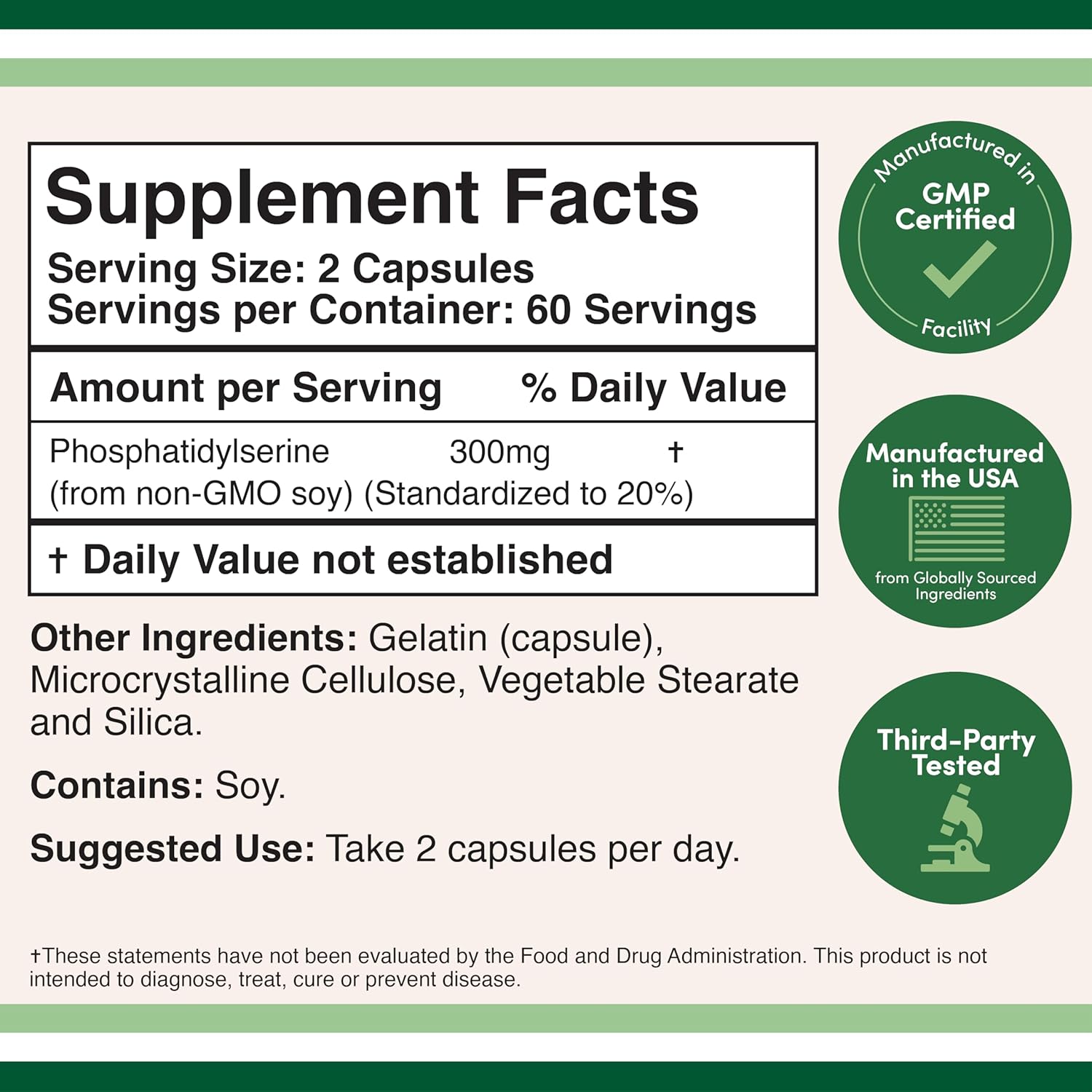 PhosphatidylSerine Supplement 300mg Per Serving, 120 Capsules (Phosphatidyl Serine Complex) by Double Wood-1