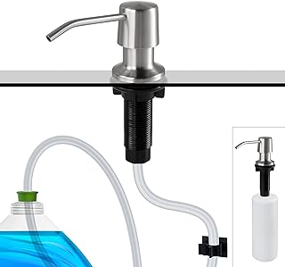 Stainless Steel Hand Soap Dispenser for Kitchen Sink, Dish Soap Dispenser with 47" Extension Tube Kit, Sink Soap Dispenser Pump, Kitchen Soap Dispenser Set, 4” Spout and 16oz Capacity Bottle