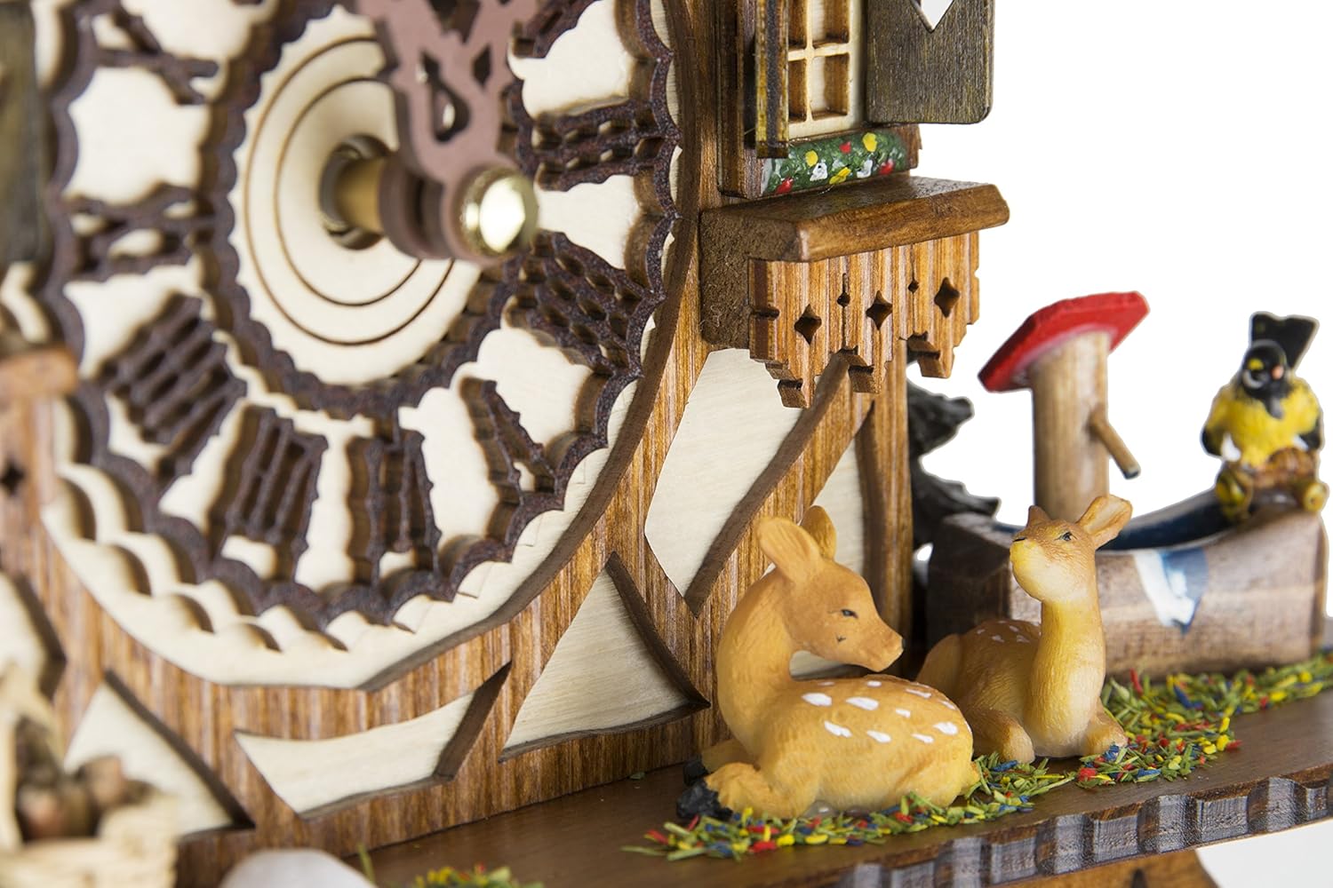 German Cuckoo Clock - Blackforest Hillside Chalet with Wonderful Animals with Quartz Movement - 10 1/4 inches Height-2