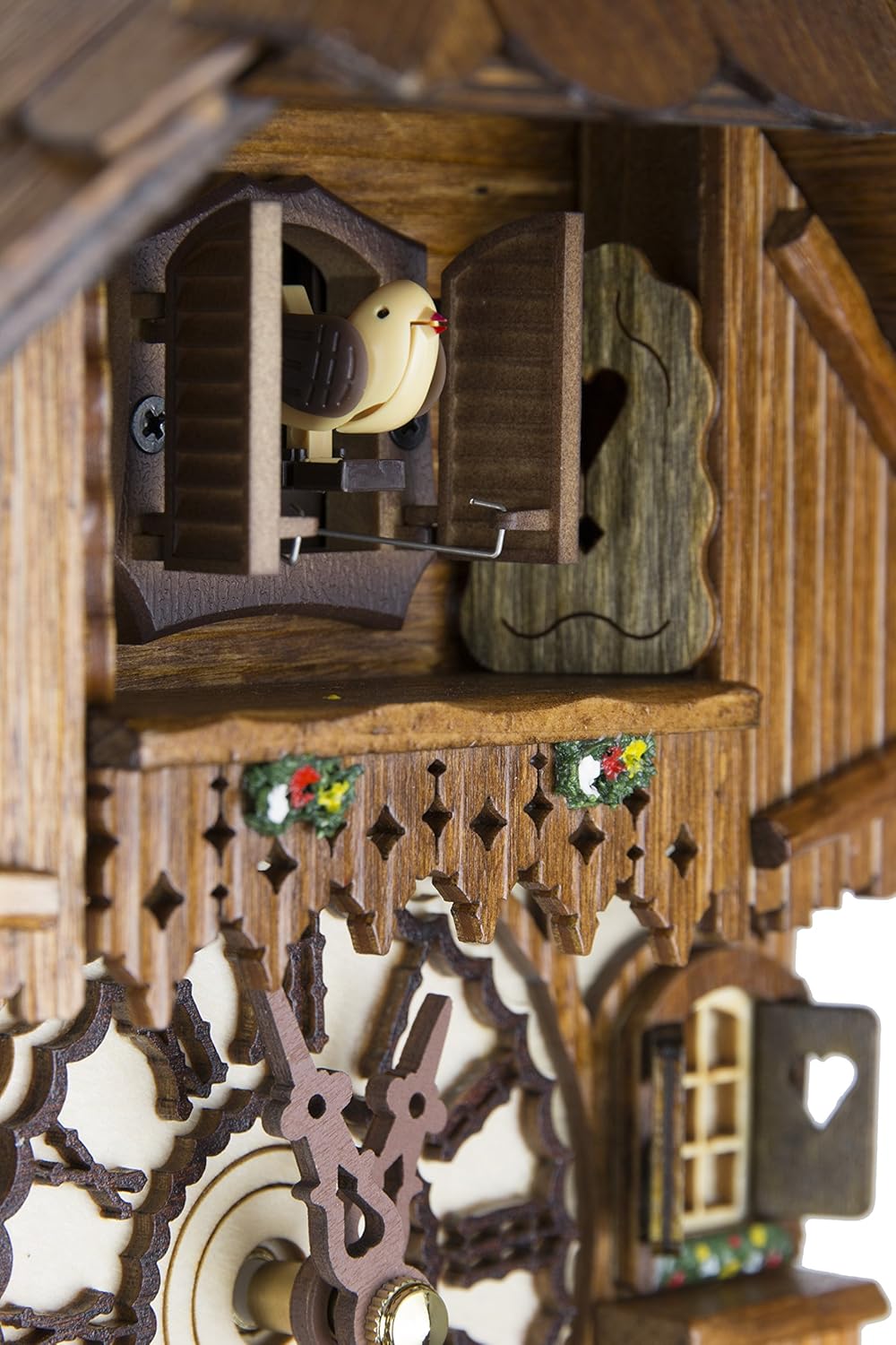 German Cuckoo Clock - Blackforest Hillside Chalet with Wonderful Animals with Quartz Movement - 10 1/4 inches Height-3