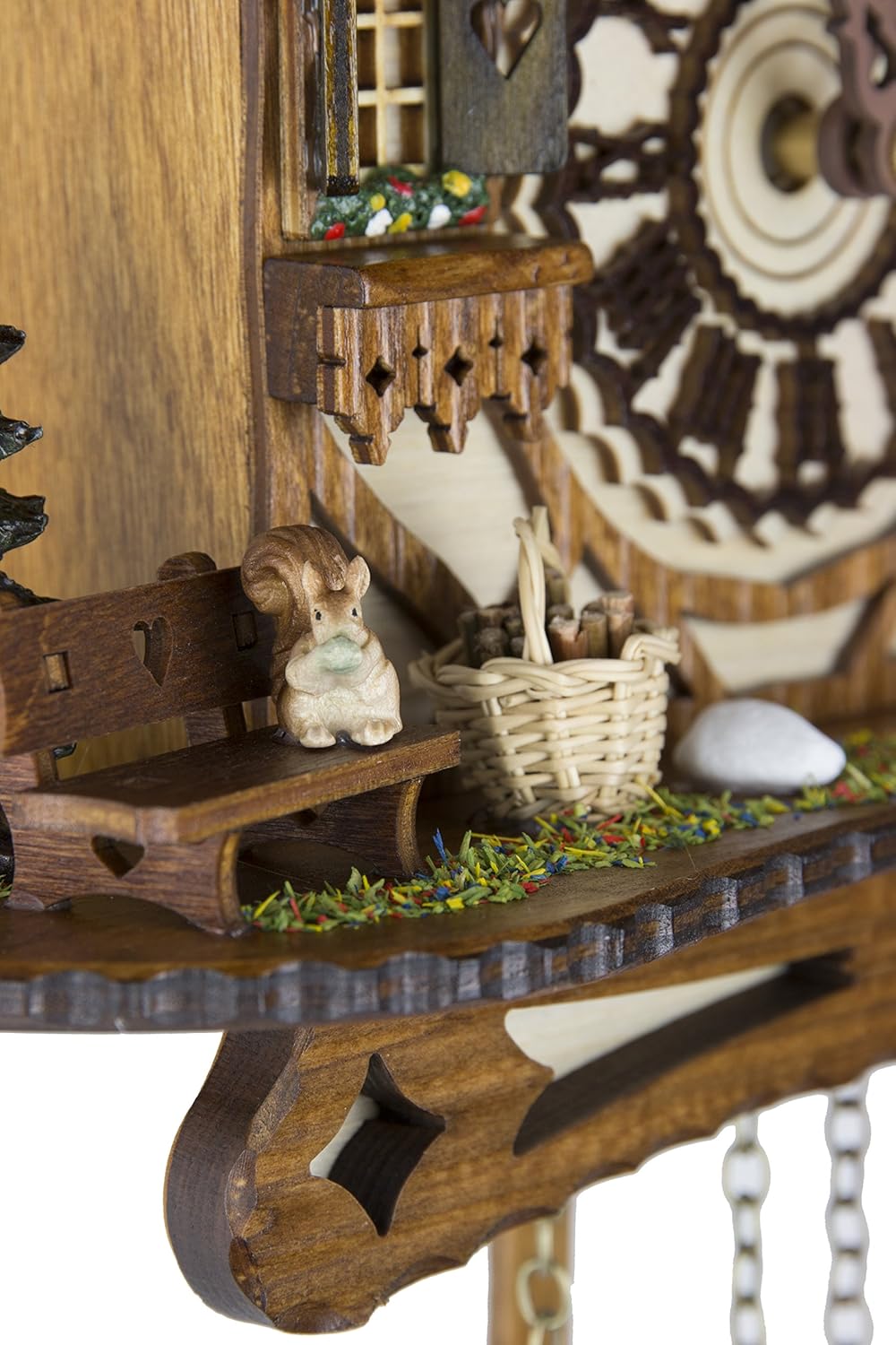 German Cuckoo Clock - Blackforest Hillside Chalet with Wonderful Animals with Quartz Movement - 10 1/4 inches Height-4