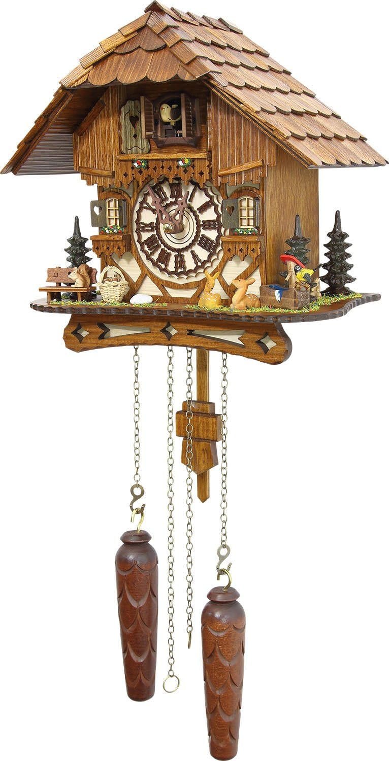 German Cuckoo Clock - Blackforest Hillside Chalet with Wonderful Animals with Quartz Movement - 10 1/4 inches Height-5