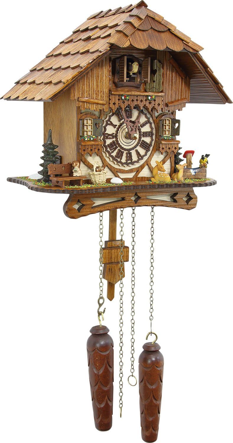 German Cuckoo Clock - Blackforest Hillside Chalet with Wonderful Animals with Quartz Movement - 10 1/4 inches Height-6