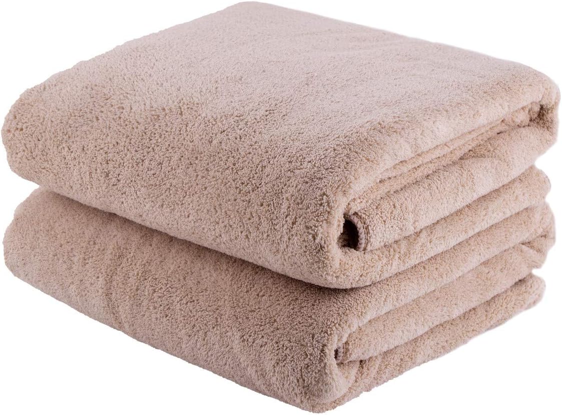 JML Luxury Hotel & SPA Bath Towels (2 Pack, 30"x60") - 350GSM High Density Fleece Towel Sets - Super Soft and Absorbent, Lint Free, Fade Resistant Oversized Bath Towel, Coral Fleece Camel-0