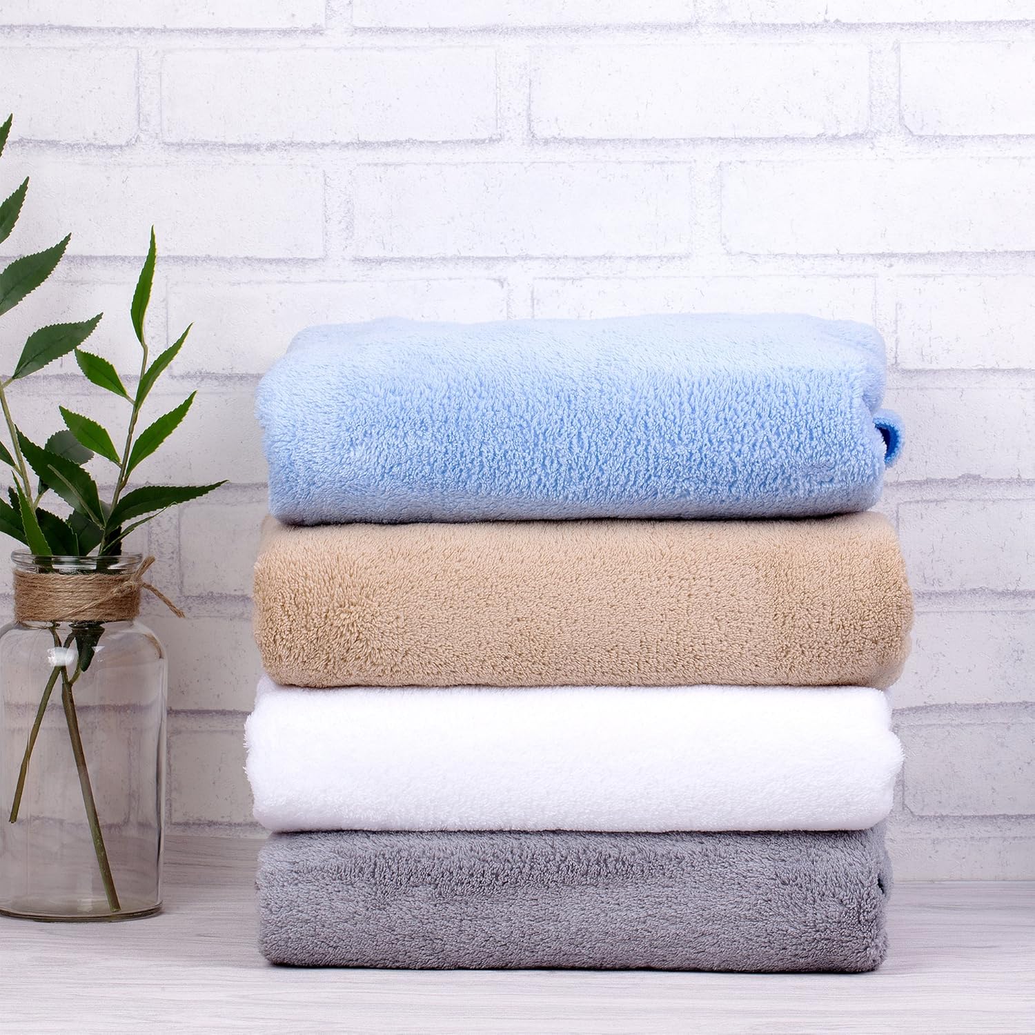 JML Luxury Hotel & SPA Bath Towels (2 Pack, 30"x60") - 350GSM High Density Fleece Towel Sets - Super Soft and Absorbent, Lint Free, Fade Resistant Oversized Bath Towel, Coral Fleece Camel-3