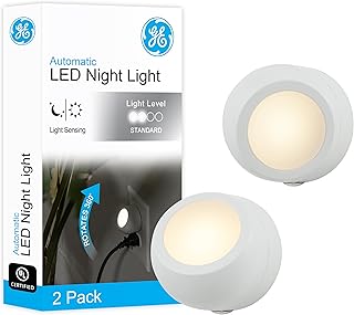 GE Rotating LED Night Light, Plug-in, 360° Directional, Dusk-to-Dawn Sensor, UL-Certified, Energy Efficient, Ideal for Bedroom, Bathroom, Stairs, Hallway, 31533, 2 Pack, White, 2 Count